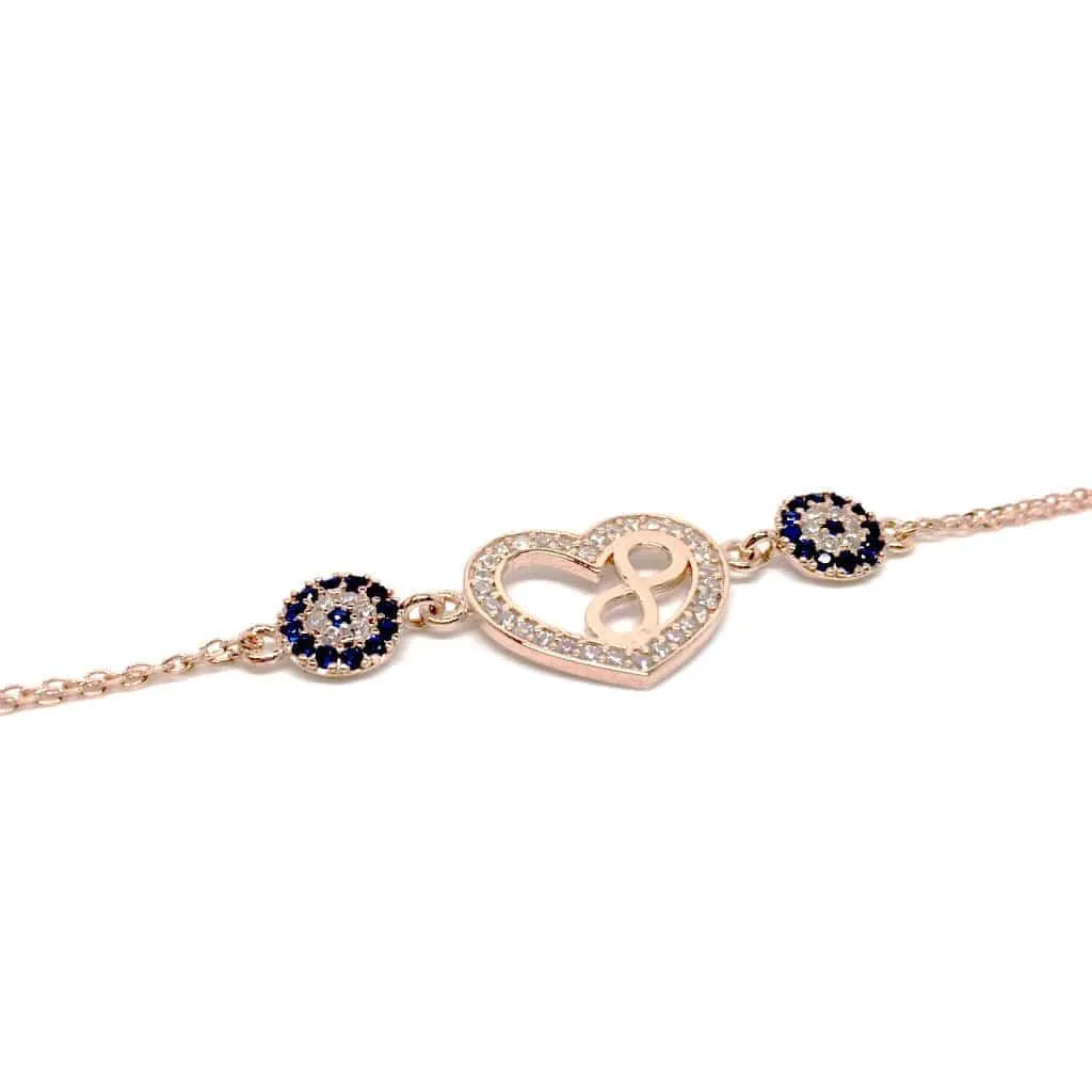 Sterling Silver and Rose Gold Bracelet with Infinity Heart