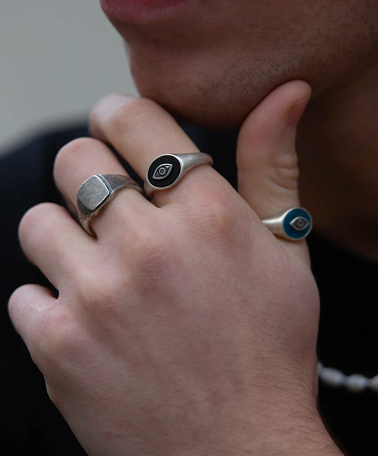 Sterling Silver Maxi Signet Ring With Aged Finish