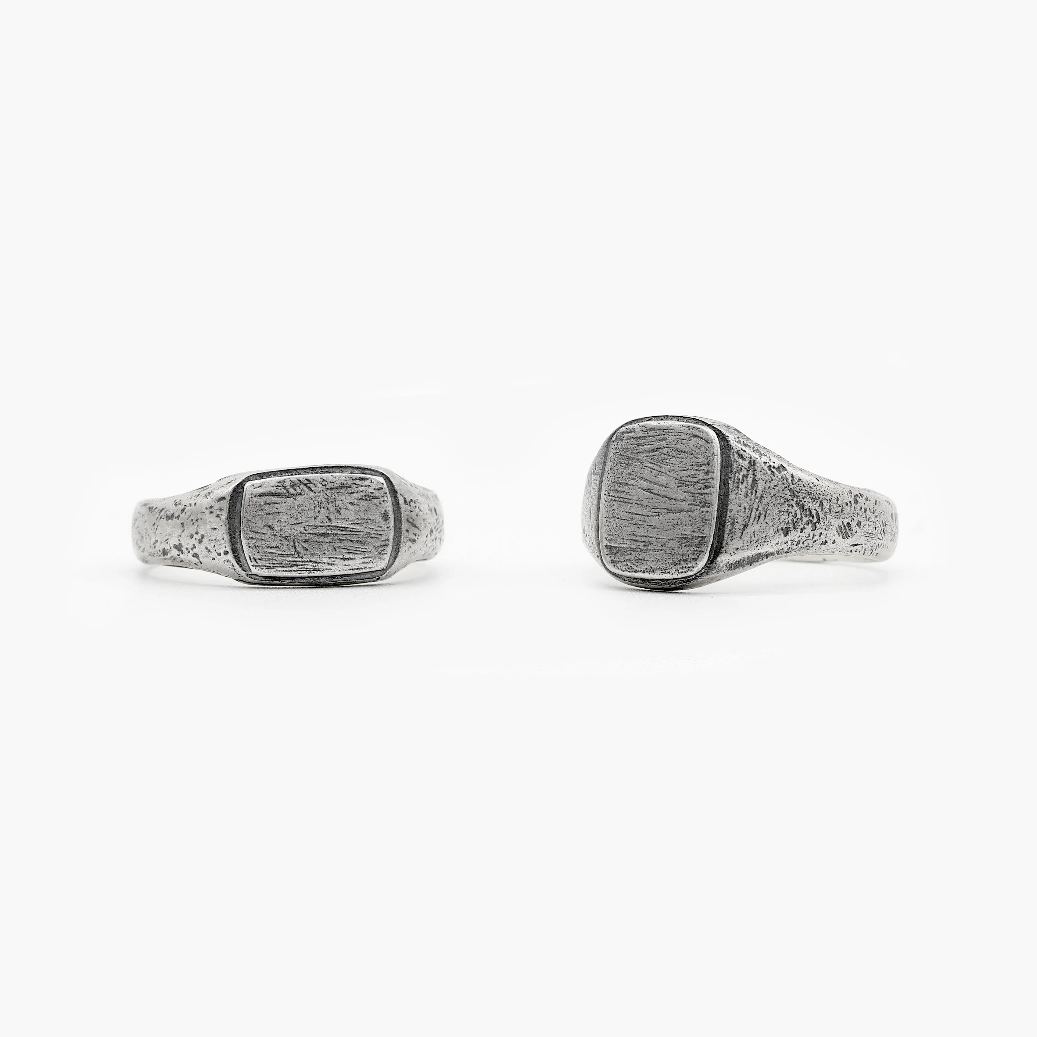 Sterling Silver Maxi Signet Ring With Aged Finish