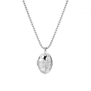 Sterling Silver Memories Engraved Oval Locket Pendant DP773