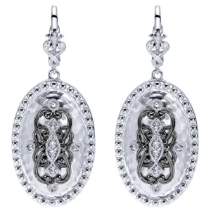 Sterling Silver, White Sapphires and Black Rhodium Earrings