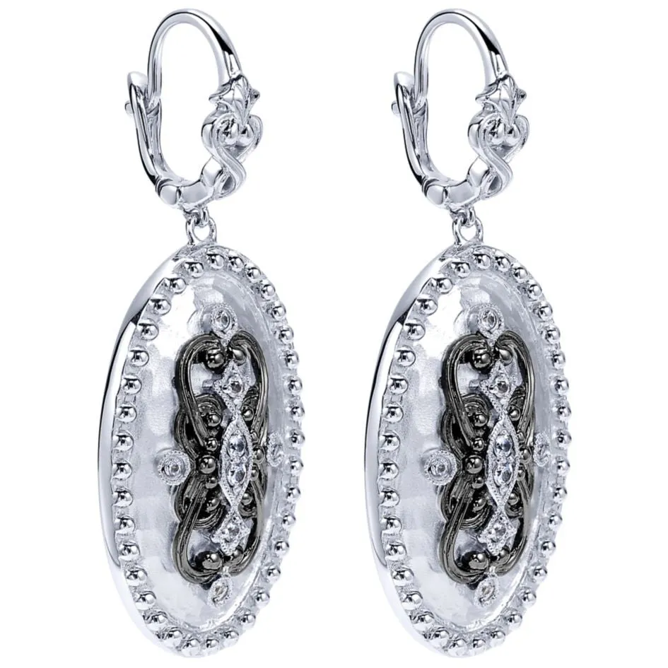 Sterling Silver, White Sapphires and Black Rhodium Earrings