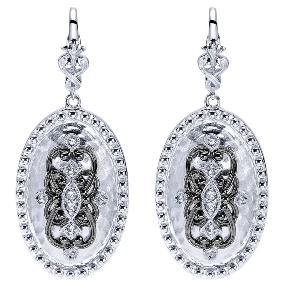 Sterling Silver, White Sapphires and Black Rhodium Earrings