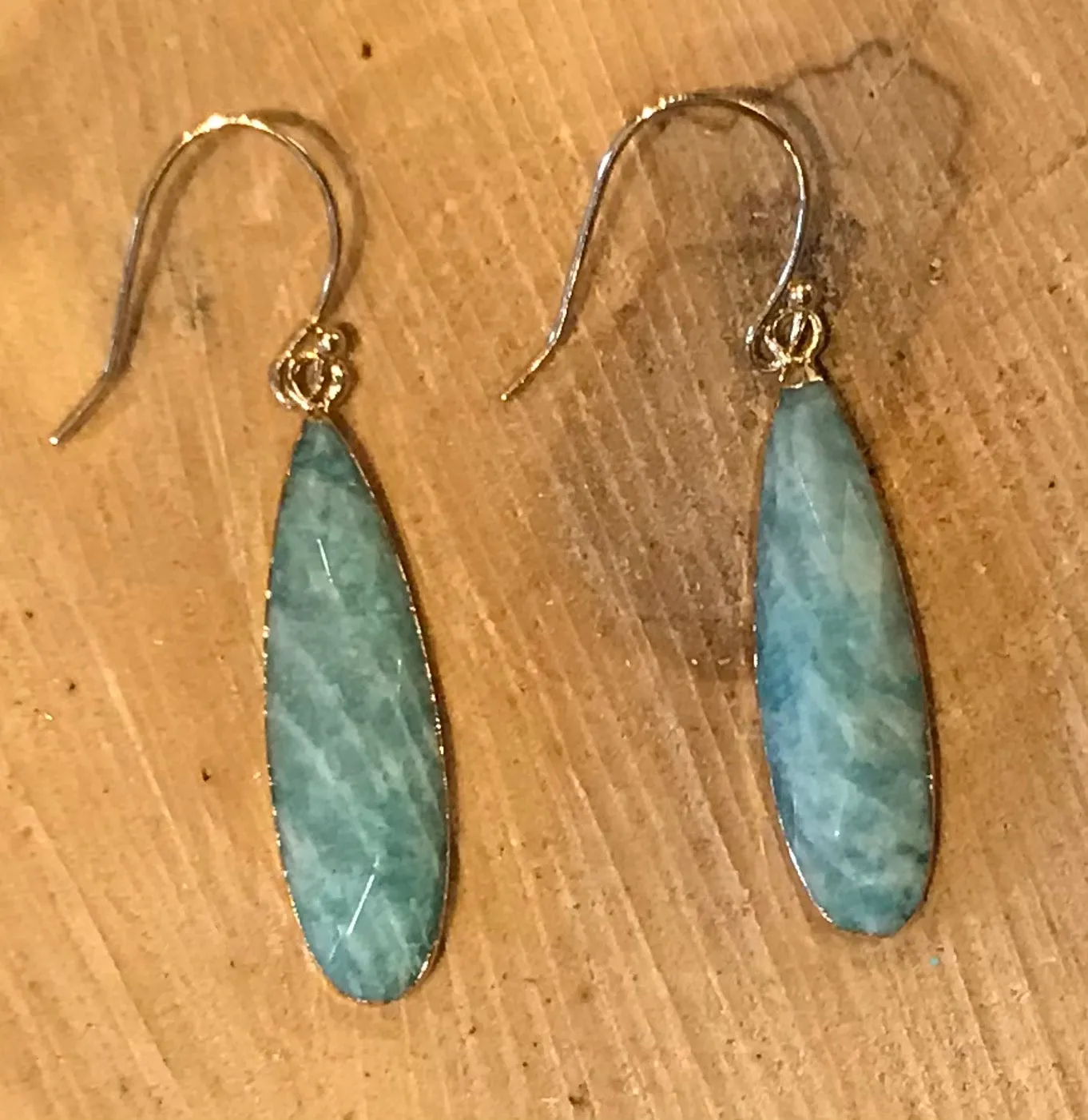 Stone Heart Amazonite Drop Earrings