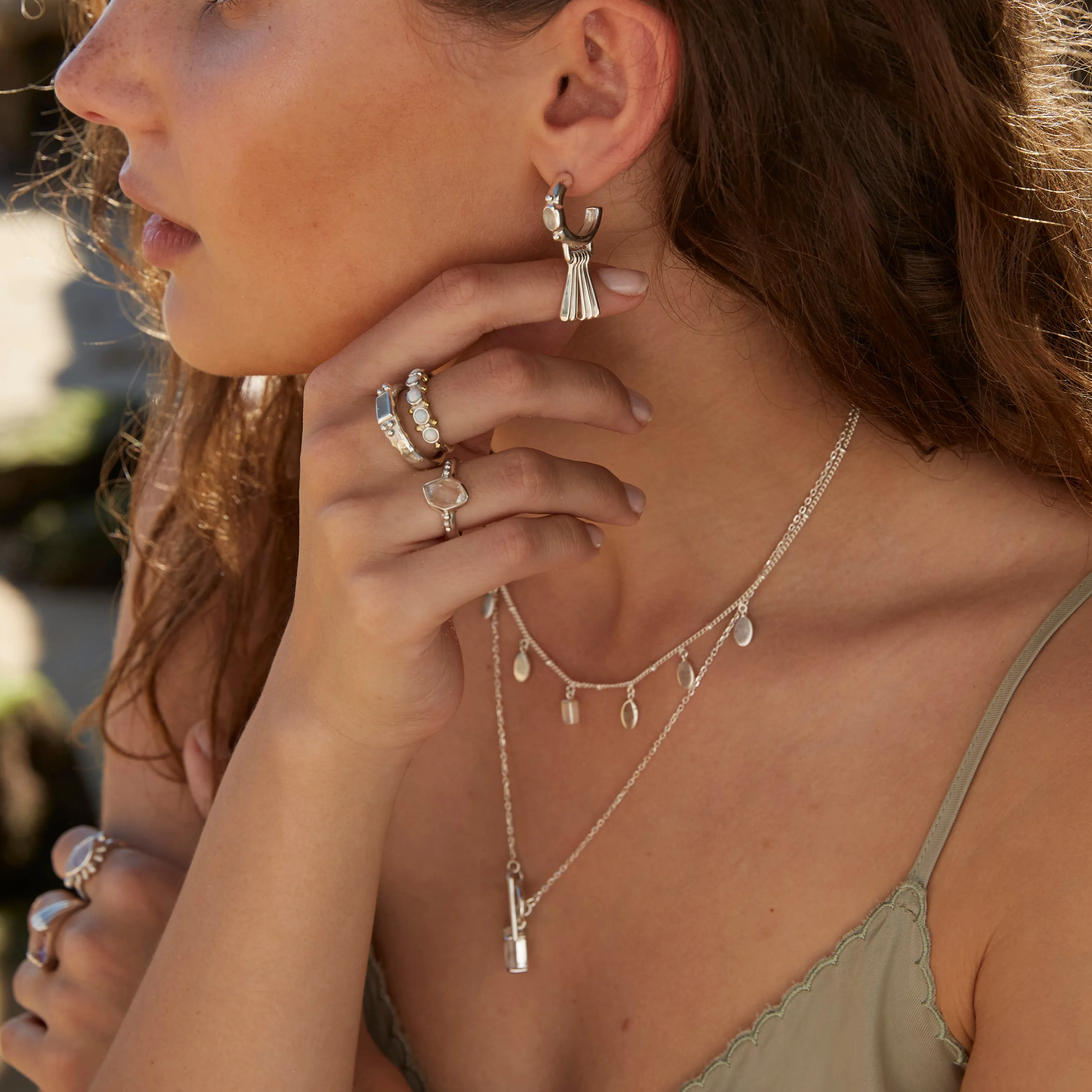 Tassel Silver Hoops