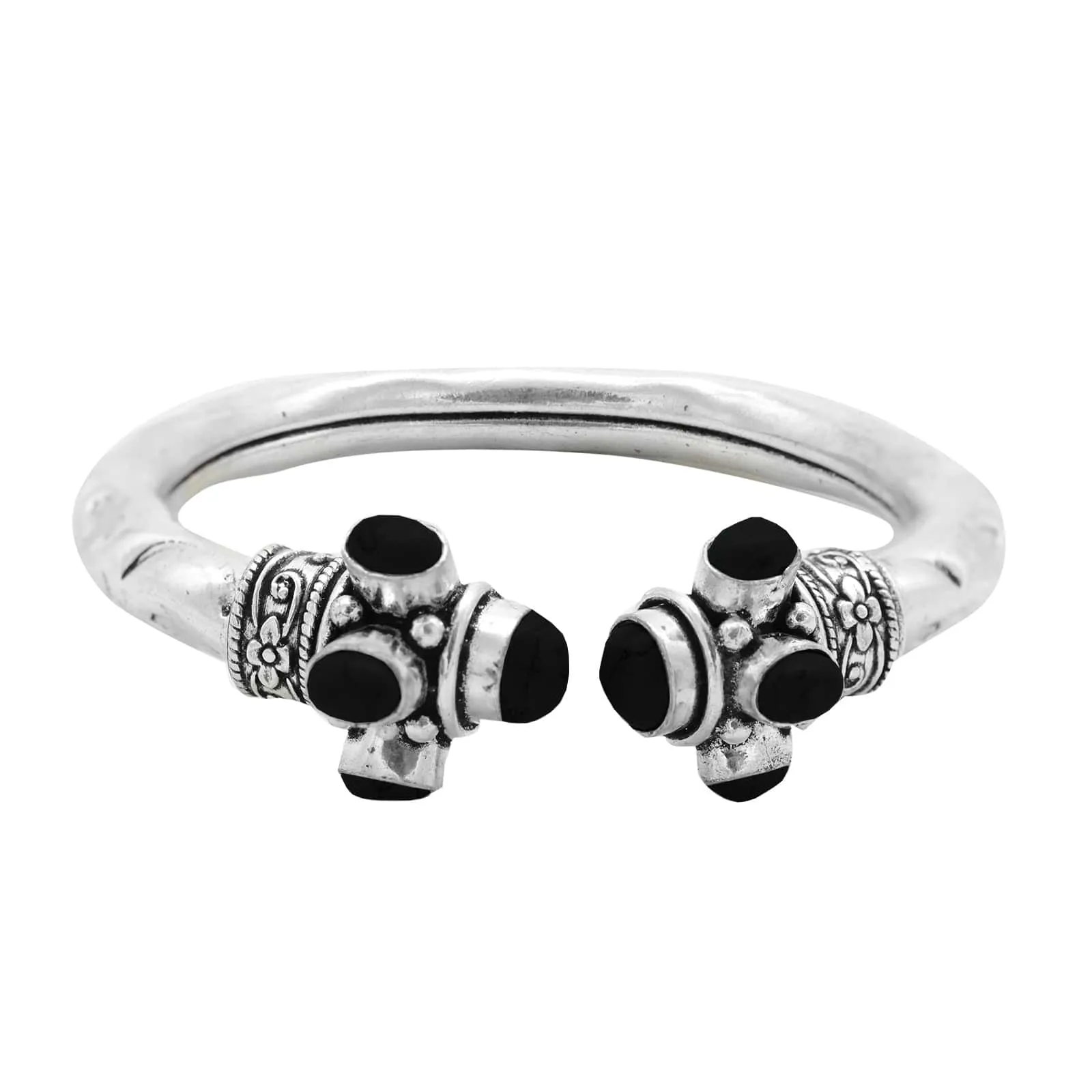 Teejh Zoya black stone silver oxidized jewellery gift set