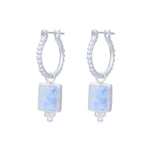 Thalia Sterling Silver Rainbow Moonstone Hoop Earrings