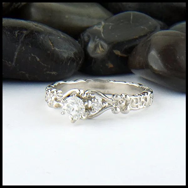 Trinity Scroll 3 Stone Diamond Ring