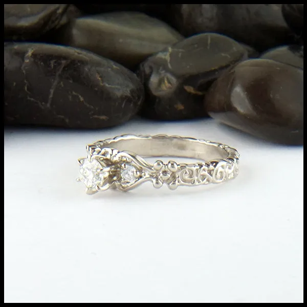 Trinity Scroll 3 Stone Diamond Ring
