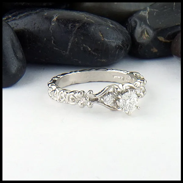 Trinity Scroll 3 Stone Diamond Ring