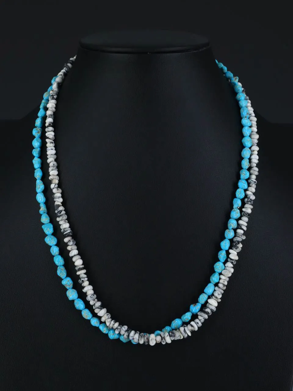 Turquoise and White Buffalo Double Strand Necklace