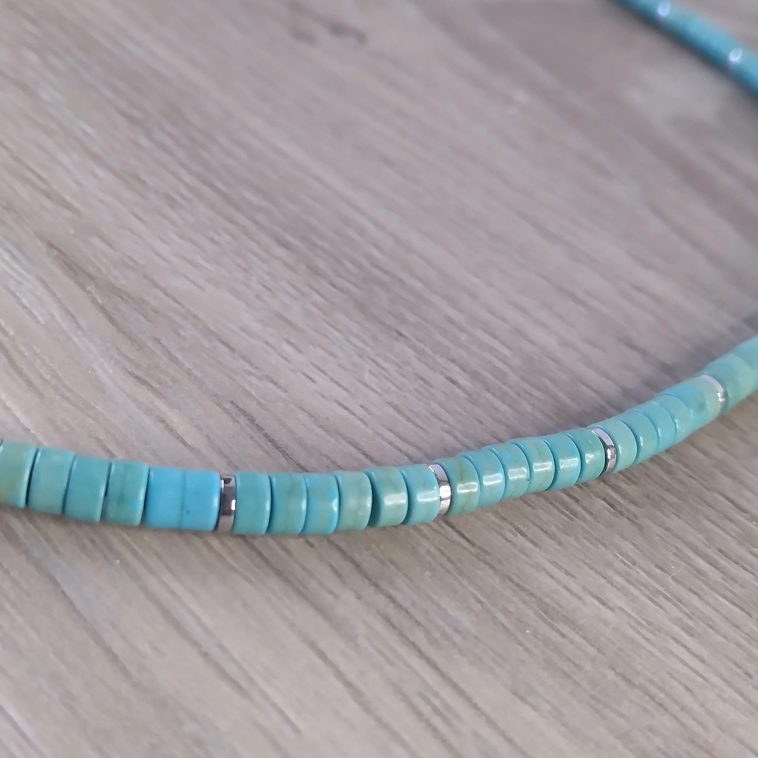 Turquoise Heishi Surfer Necklace