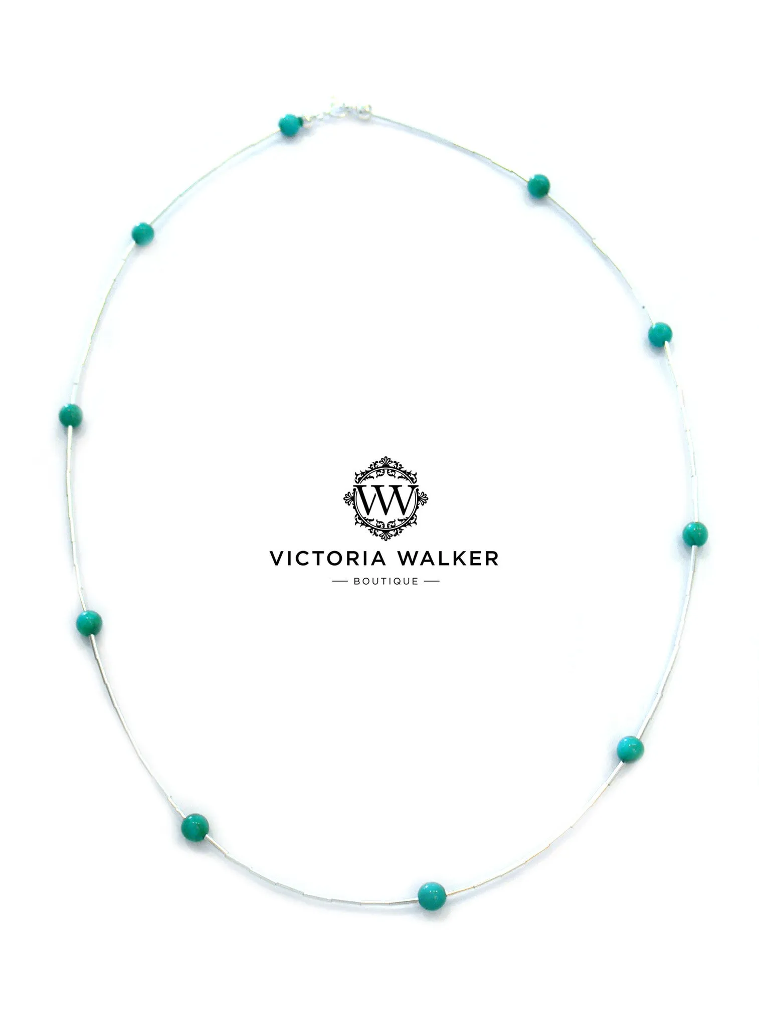 Turquoise Silver Bead Necklace