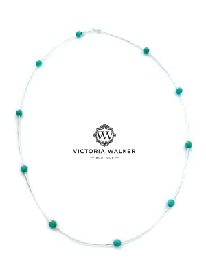 Turquoise Silver Bead Necklace