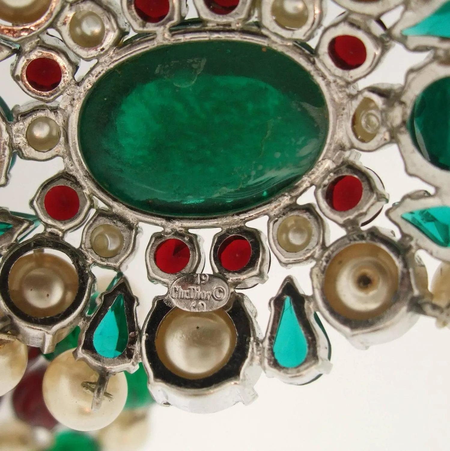 Vintage 1960 Christian Dior Necklace triple row glass bead and pearl necklace