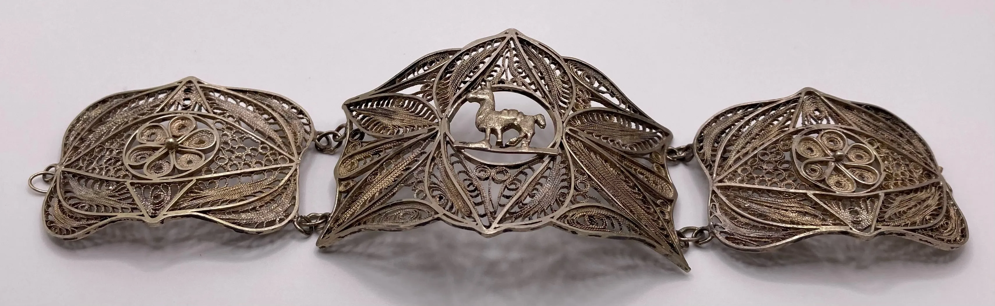 Vintage Filigree 900 Silver Llama Flower Bracelet PARTS AS IS