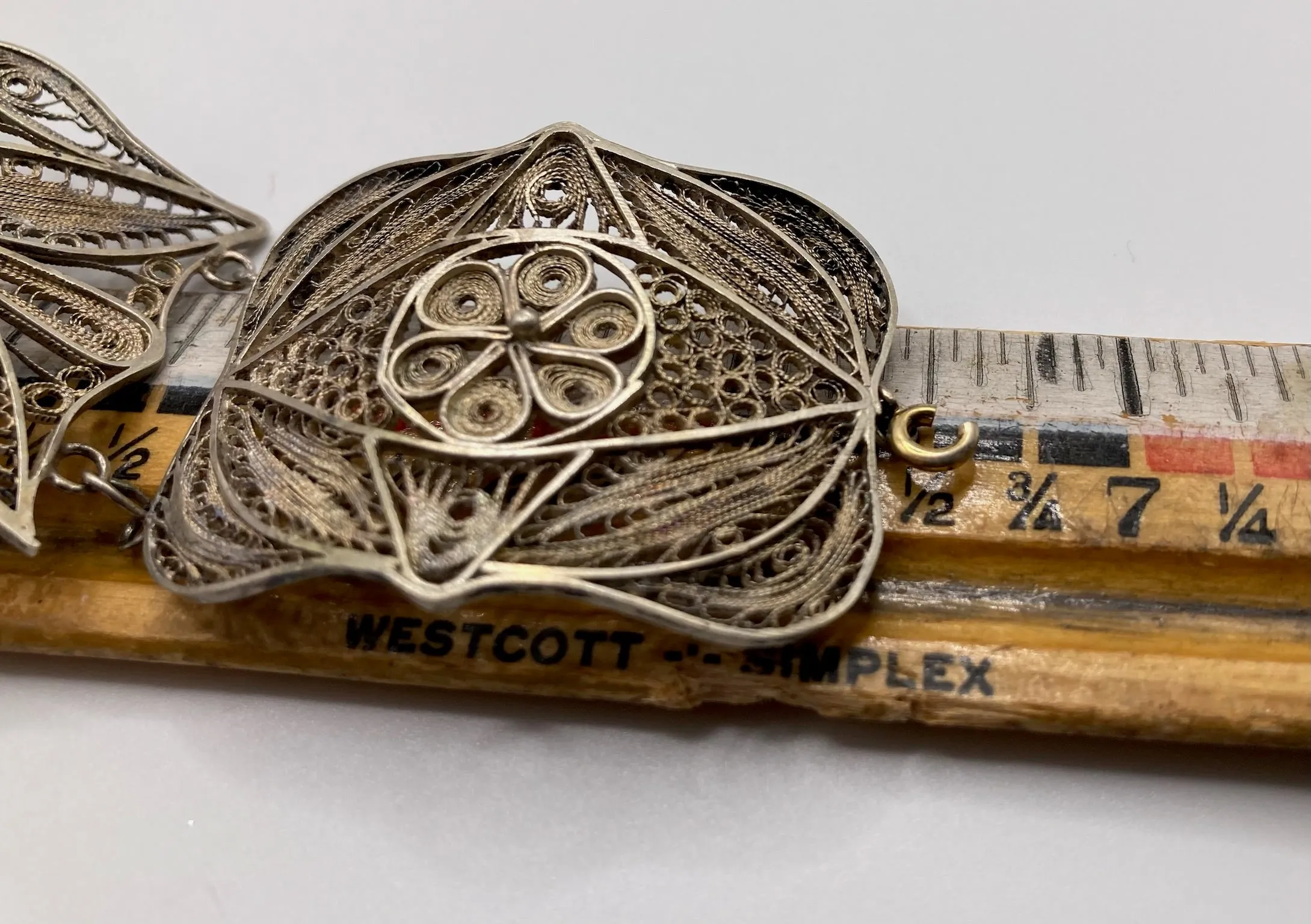 Vintage Filigree 900 Silver Llama Flower Bracelet PARTS AS IS