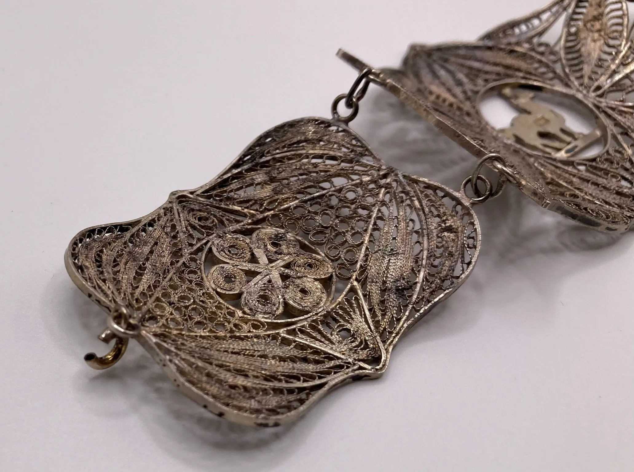 Vintage Filigree 900 Silver Llama Flower Bracelet PARTS AS IS