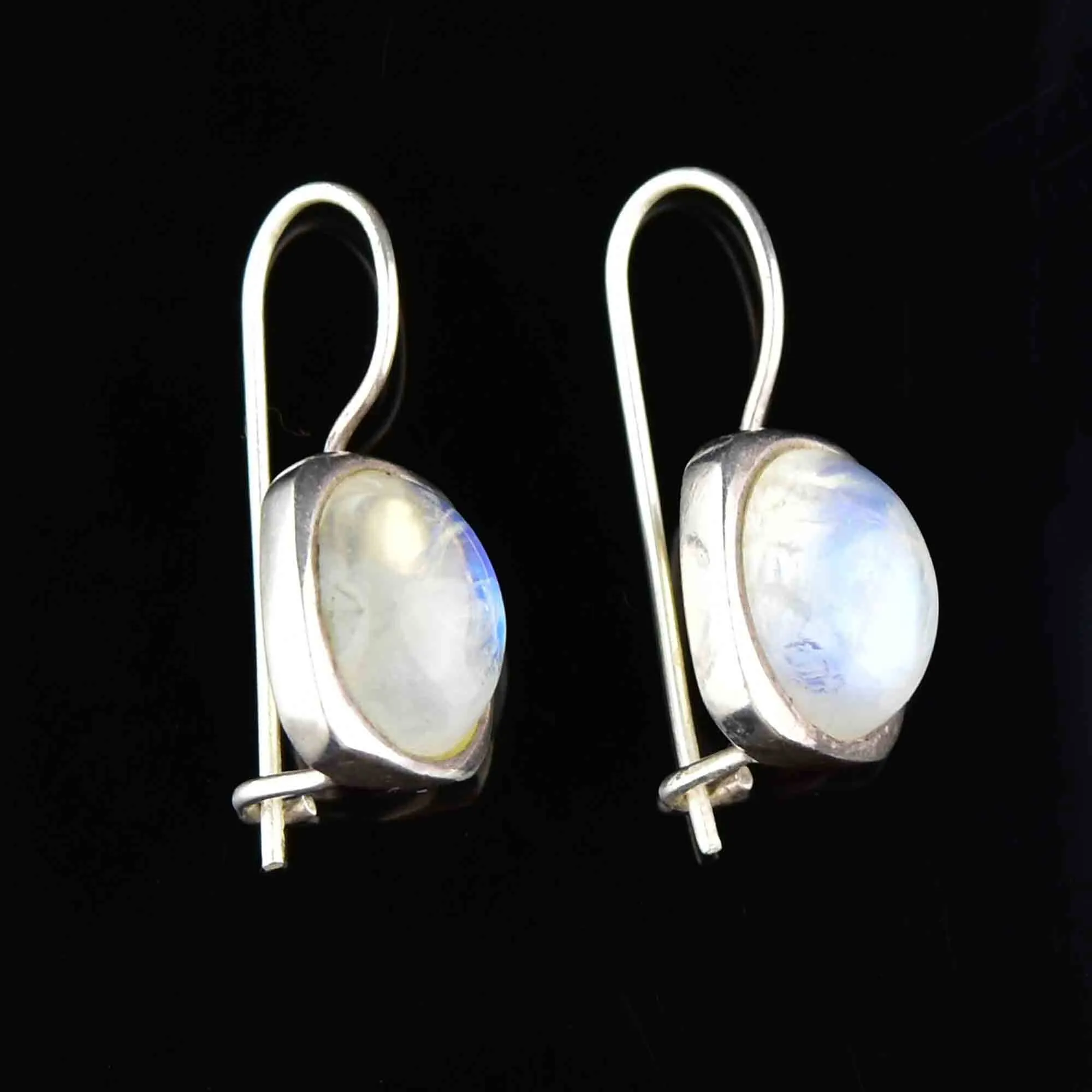 Vintage Moonstone Cabochon Earrings in Sterling Silver
