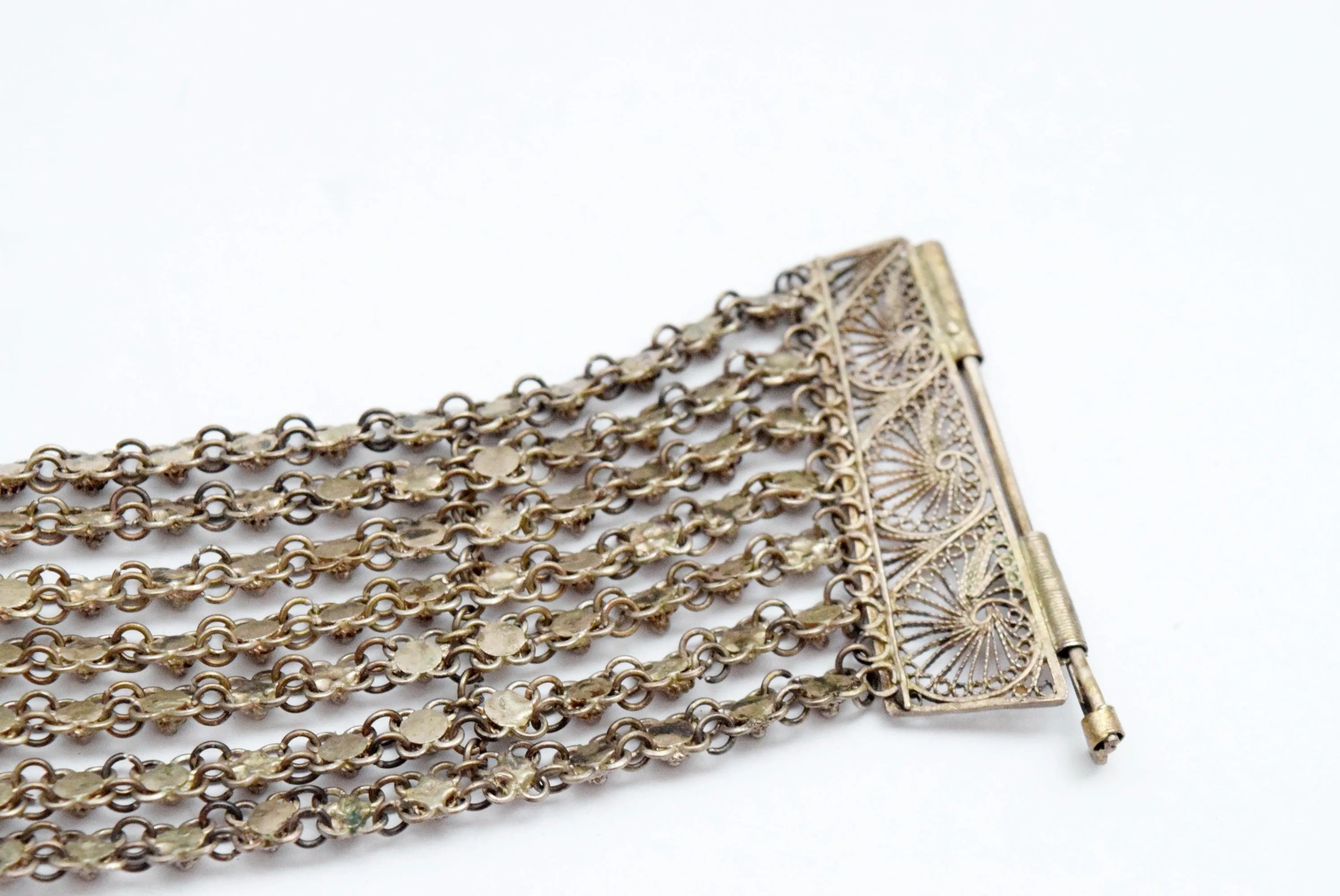 Vintage Silver Ottoman Filigree Link Bracelet