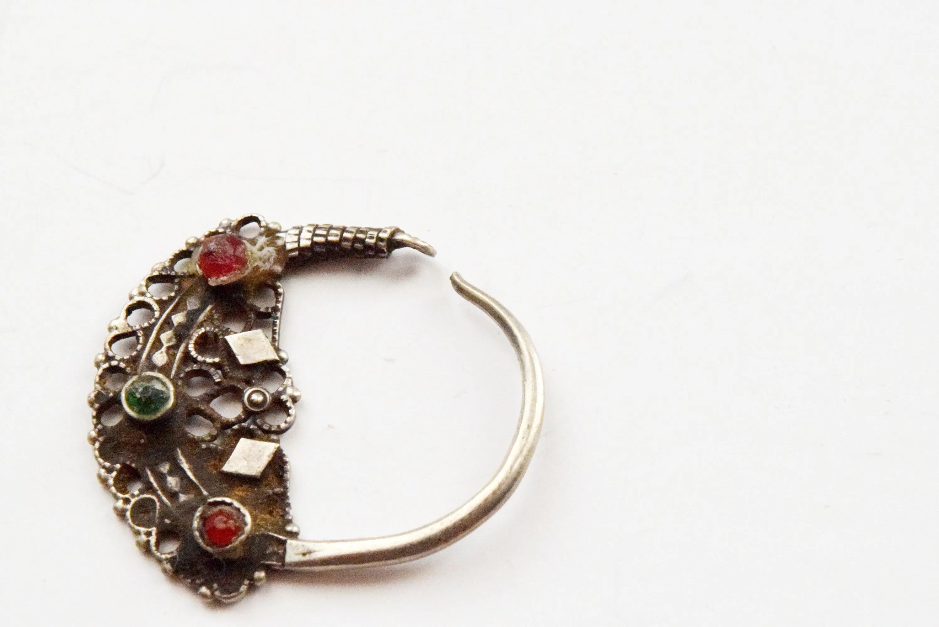 Vintage Small Silver Pashtun Hoop Earrings