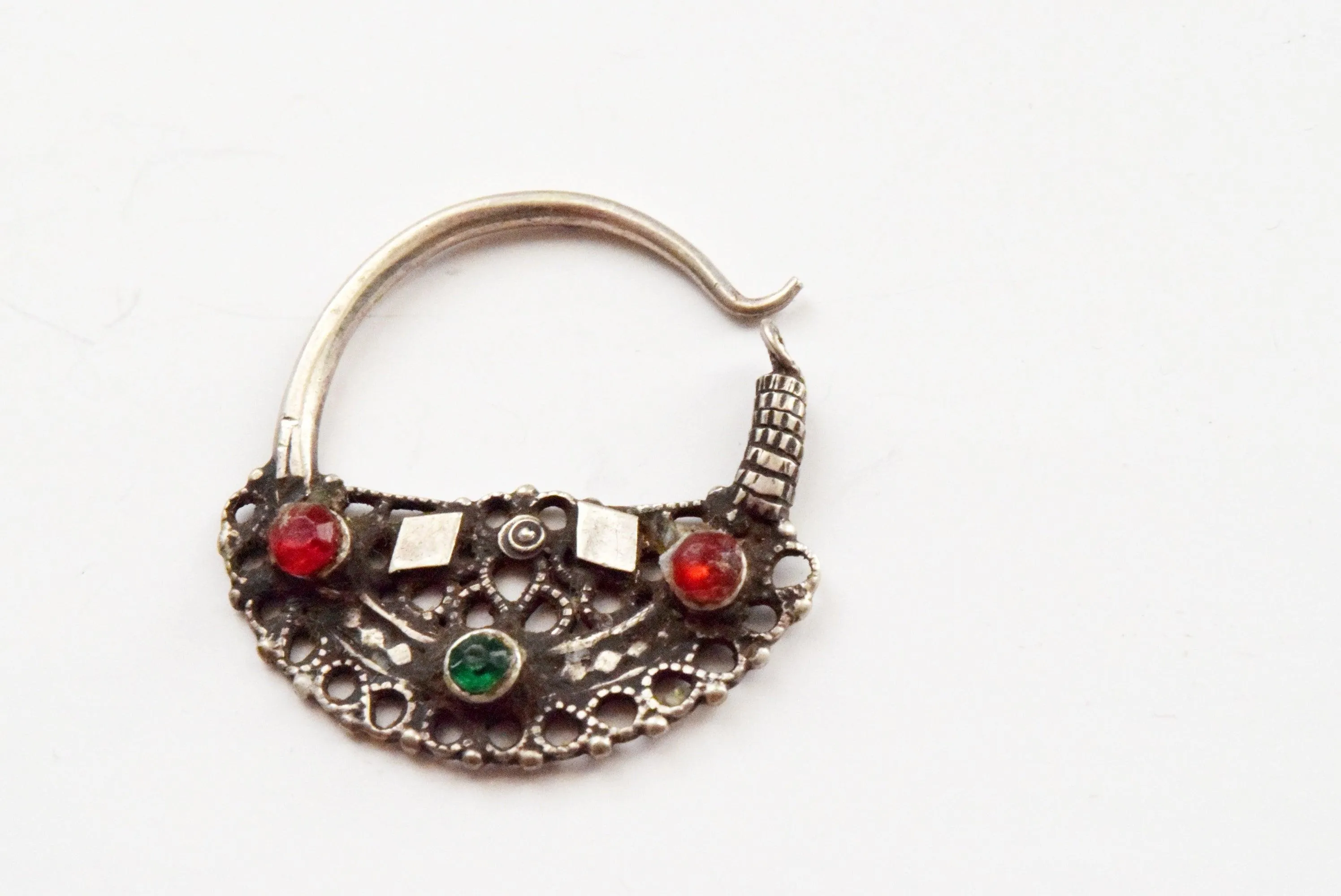 Vintage Small Silver Pashtun Hoop Earrings