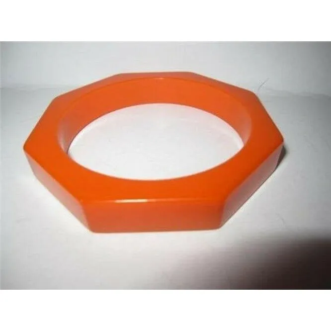 Vintage Art Deco era RARE Octagonal Orange Bakelite Bangle
