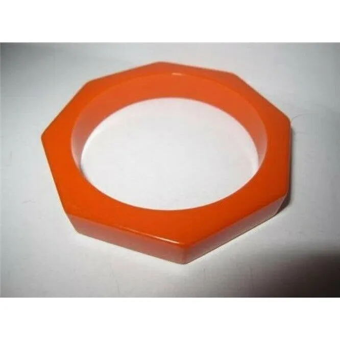 Vintage Art Deco era RARE Octagonal Orange Bakelite Bangle