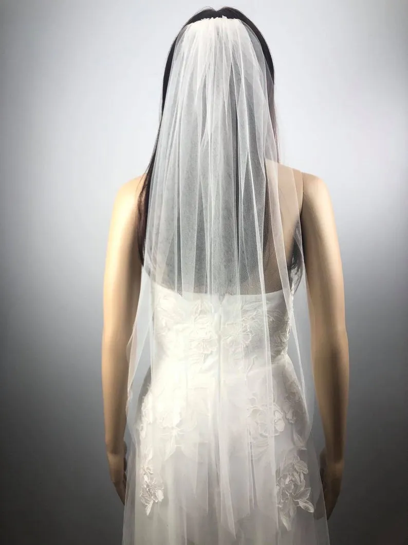 Waist Length Raw Edge Veil
