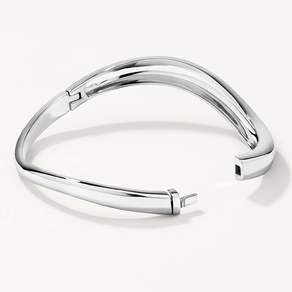 Wave Dome Bangle in Silver