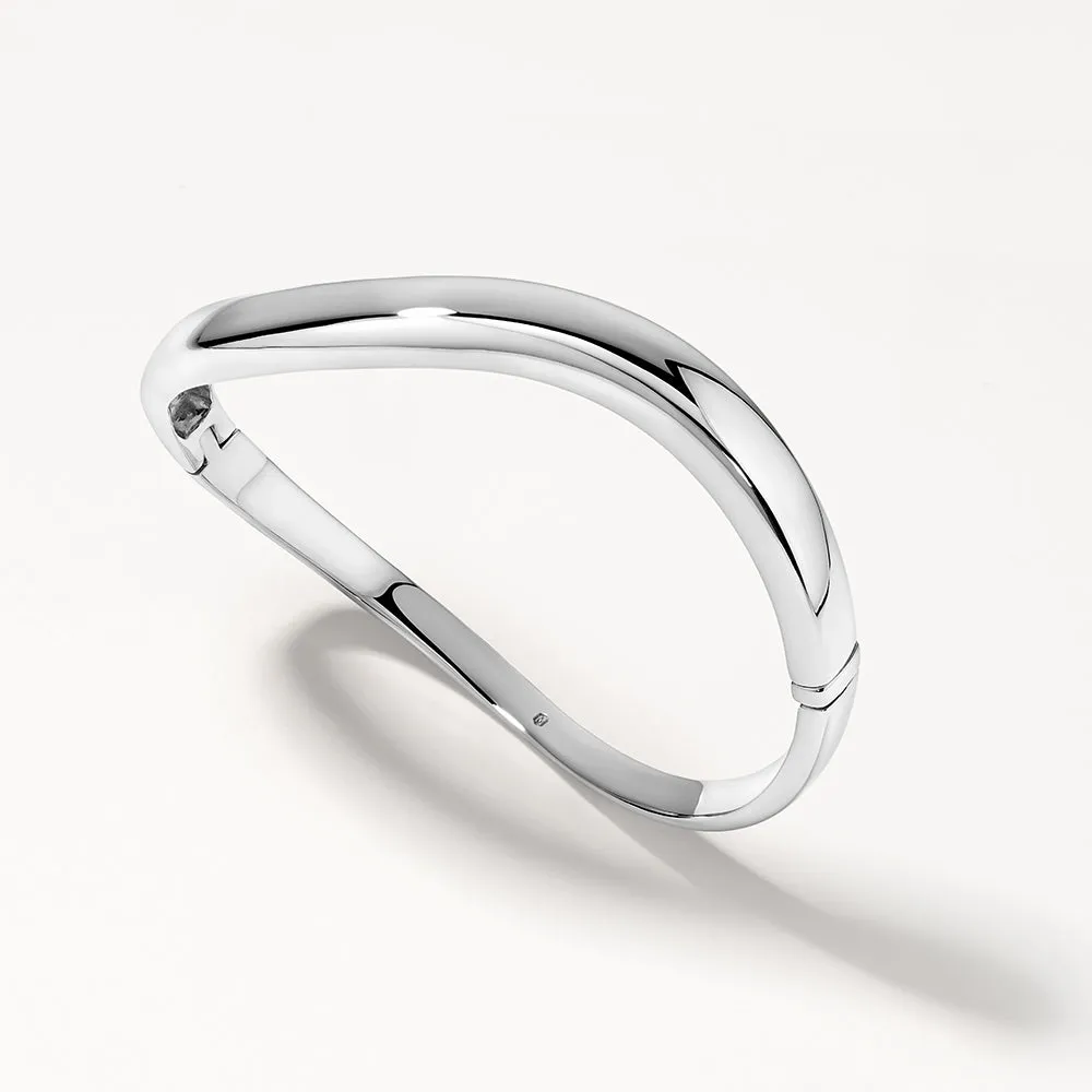 Wave Dome Bangle in Silver
