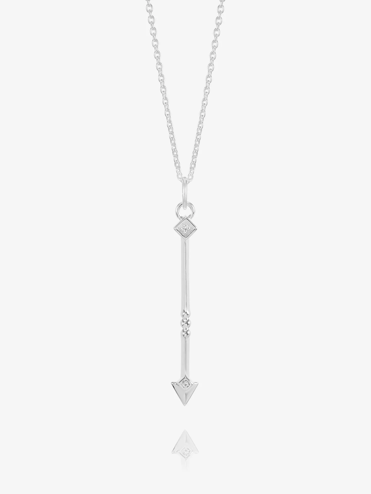 White Topaz North Star Arrow Necklace - Silver - NSN5S