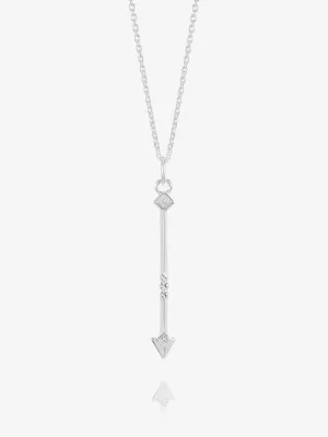 White Topaz North Star Arrow Necklace - Silver - NSN5S