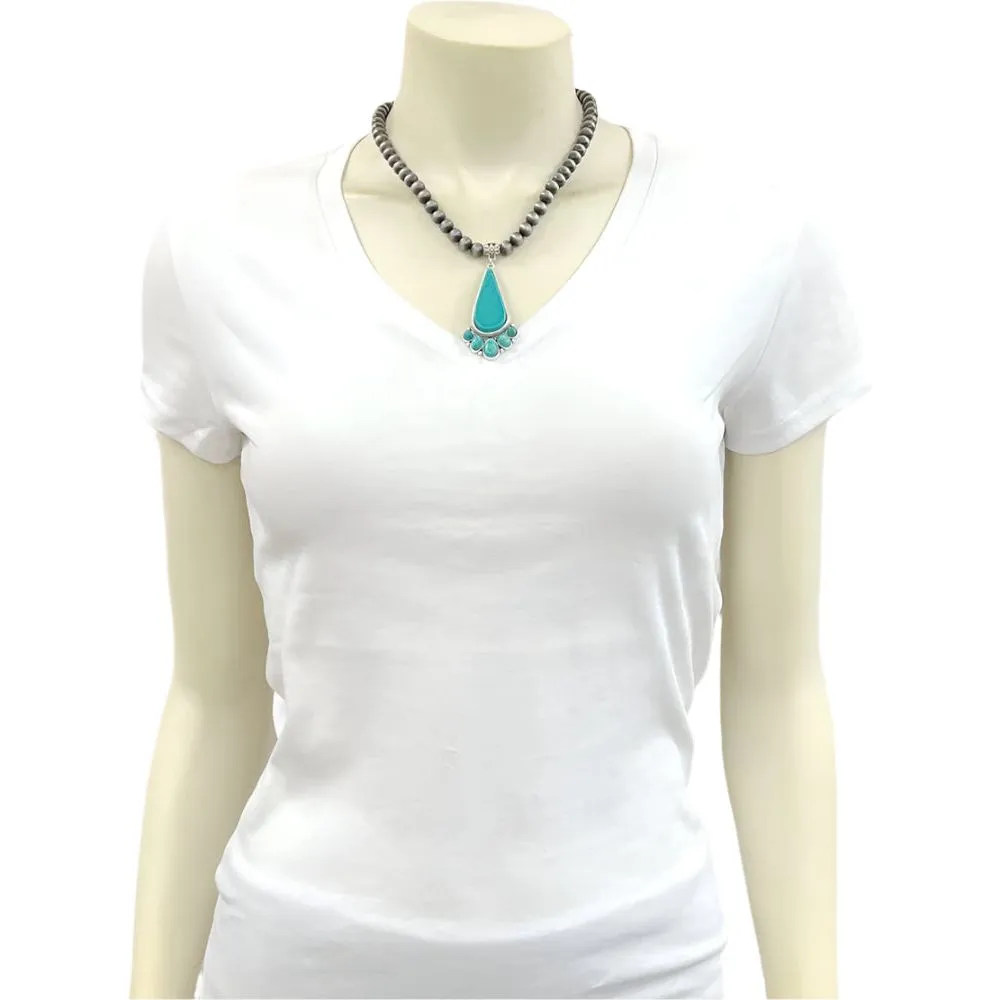 Women's Isac Navajo Pearl Turquoise Necklace 738029