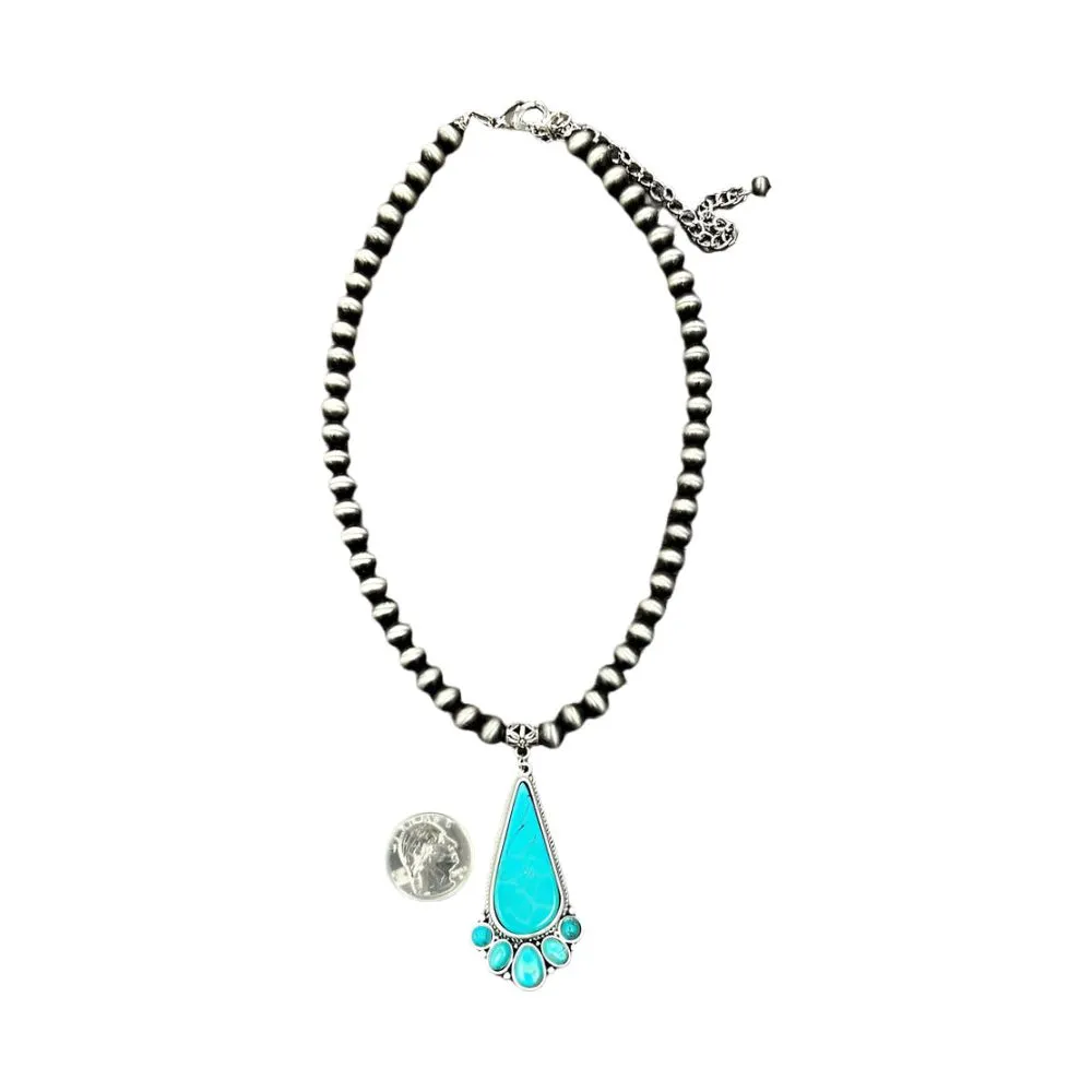 Women's Isac Navajo Pearl Turquoise Necklace 738029