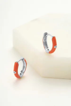 Zafino Brighton Huggie Silver Coral